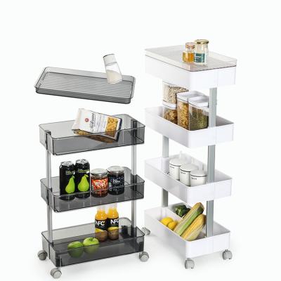 China clear & durable with different layers to stoage anything you need Vacane 4 Rolling Wheels 3 Tier Metal Kitchen Space Storage Vertical Rolling Cart Mobile Bath Utility Desk for sale