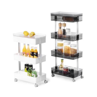 China clear & durable with different layers to stoage anything you need Vacane 4 Tier Explosive Bathroom Storage Cart Models Storage Rolling Drawer Hand Carts with 2 Colors for sale