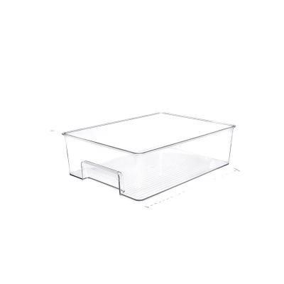 China clear & Durable Popular Clear Stackable Refrigerator Vegetable Boxes PET Plastic Food Storage Organizer Bin--L for Kitchen for sale