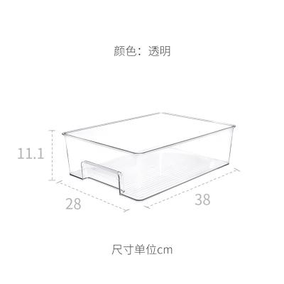 China clear & Durable Popular Simple Stackable Refrigerator Boxes Transparent PET Plastic Food Storage Organizer Bin--L For Kitchen for sale