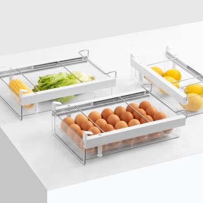 China clear & Durable Warm Transparent Plastic Egg Rack Storage Containers Food Fridge Drawer Hanging Organizer For Kitchen for sale