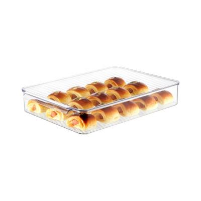 China clear & refrigerator durable transparent food grade food safety container save bins PET plastic dessert storage Organizer-large for sale