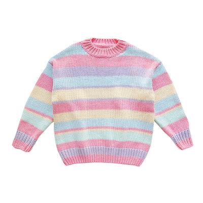 China New Soft Anti-Shrink Autumn Girl Rainbow Sweater for sale