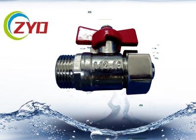 China Butterfly Handle Plumbing Ball Valve , M1/2