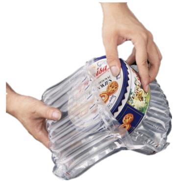 China Eco-friendly Air Column Bag Plastic Inflatable Clear Film Cushion Wrap Biscuit Air Column Bags for sale