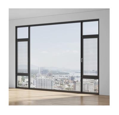 China Narrow Edge Alloy Windows Magnetic Screen Thickened System Square Aluminum Push Windows Beautiful Big for sale