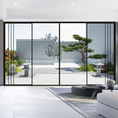 China Professional Ultra Thin Thermal Insulation Sliding Hanging Doors Dual Heat Insulation Glass Aluminum Doors Exterior Doors Customized for sale