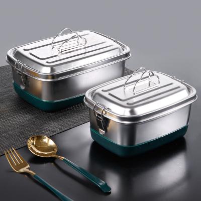 China Large Size Freshness Preservation Double-Layer Divided Stainless Steel Bento Lunch Box For Children And Compartment Workers for sale