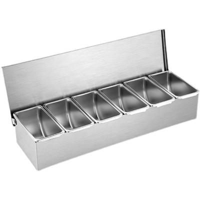 China High Quality Sustainable 304 Stainless Steel Square Hotel Restaurant Chef Spice Box With Seasoning Lid for sale