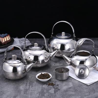 China Sustainable Luxury Restaurant Household Stainless Steel Coffee Kettle Vintage Teapot With Strainer for sale