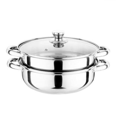 China Sustainable Hot Sale Kitchen Stainless Steel Steam Pot Cooking Soup Pot With Glass Lid for sale