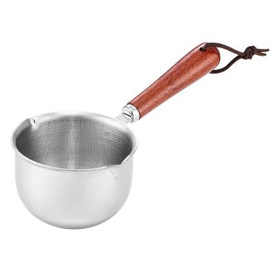 China Viable Japanese Saucepan Stainless Steel Milk Pot Soup Pot Nonstick Kitchen Cooking Pan With Wooden Handle for sale