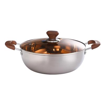 China Viable Kitchen Soup Pot Wide Nonstick Stainless Steel Hot Pot With Glass Lid Handle Stock Pot Anti-Scalding Cookware for sale