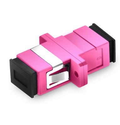 China FTTH Network Factory Price SC/UPC- SC/UPC Network Adapter Simplex SC OM3 SX Fiber Optic SC Adapter Pink Coupler for sale