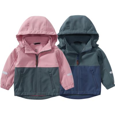 China New collection kids softshell jacket  Spring Autumn children fleece hooded coat high quality outdoor waterproof outerwear for sale