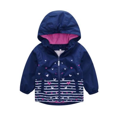 China Kids woven rain jackets girls hooded waterproof  rain coat printed kids clothing for sale