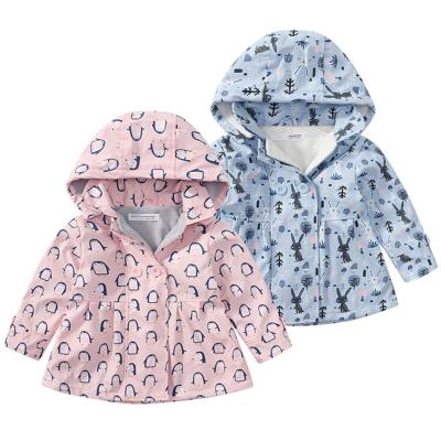 China OEM Customizaition Kids girls rain jacket cute pattern outdoor fleece lining waterproof outerwear for sale