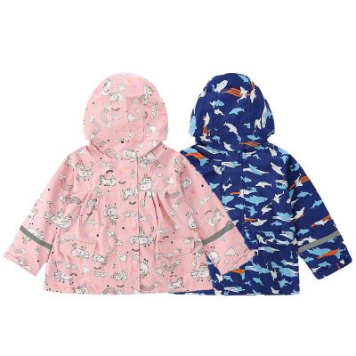 China Waterpoof Rain Jacket Children PU Hooded Raincoat for Girls Unicorn Coats Warm Autumn Winter Outerwear Kids Clothes for sale