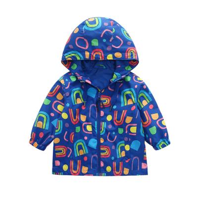 China New design children rain coat waterproof cartoon printed hooded jacket outdoor kids rain gear for sale