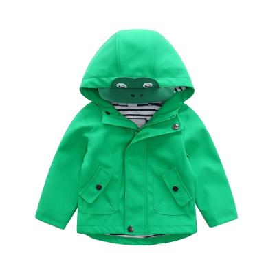 China Outdoor rain coat for children adorable frog pattern green solid rain jacket for sale