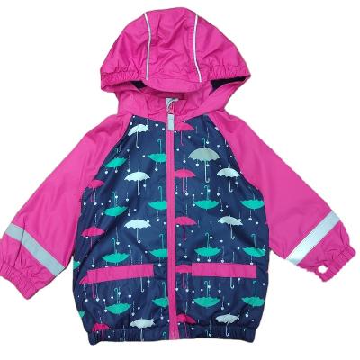 China Girls Spring Long Sleeve rain jacket toddler kids printed hooded waterproof casual outerwear for sale