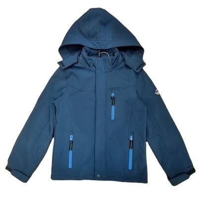 China Softshell Jacke im Freien für Autumn Winter-Oberbekleidung Vlies des grundlegenden Musters des Kindermarinemusters mit Kapuze zu verkaufen