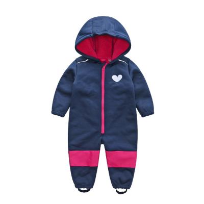 China OEM customization children's soft shell overall boys and girls jumpsuits warm waterproof windproof romper for sale