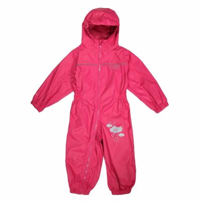 China Outdoor functional rain gear children's clothing waterproof PU romper solid hooded rain suit top quality rain wear for sale