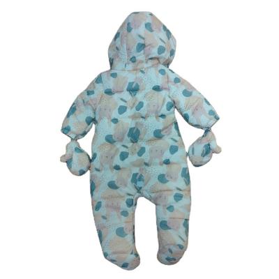 China New collection baby kids winter overall printing warm hooded coverall with mitten for baby kids for sale