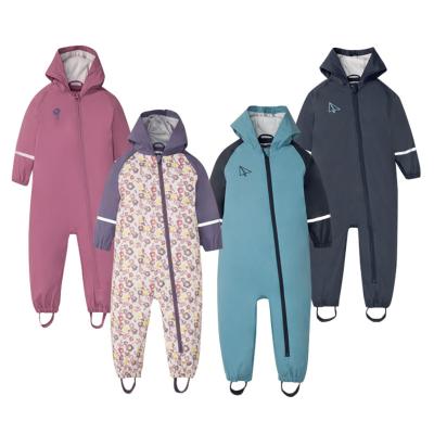 China Kids Jumpsuit for Girls Waterproof Overall Girls PU Rain Pants Children Raincoat Baby Hooded Rainwear For Boys And Girls Clothes for sale