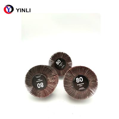 China Metal Polish Stainless / Stainless Polish Metal / Metal Polishing Abrasive Cloth Flap Wheel With Spindle for sale