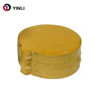 China Polishing Inch 125mm Metal 5 8 Hole Sandpaper Gold Disc Round Sanding Disc for sale