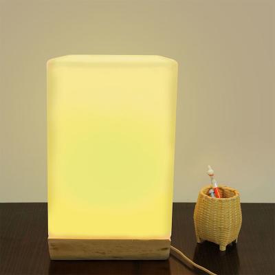 China Eco-friendly wooden light color bedside bedroom children lamp table place square usb column decorative table for sale