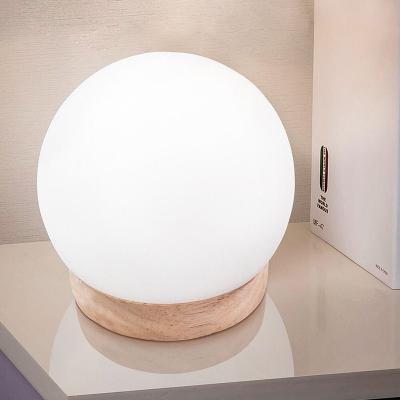 China Portable Wooden Light Color Night Light Color Bedside Bedroom Children Table Lamp Ball USB Decorative Table Lamp for sale