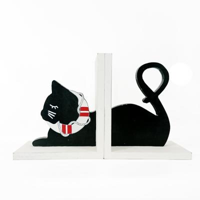 China Cat Design Wooden Carve Bookens Home Decor and Animal Black Gift and Souvenir for sale