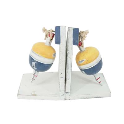 China Nautical Home Decoration Nautical Fishing Design Floating Wooden Bookends for sale