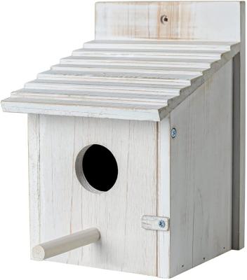 China Windproof Wooden Garden Aviaries Wooden Hanging Bird House For Outdoor With Pole for sale