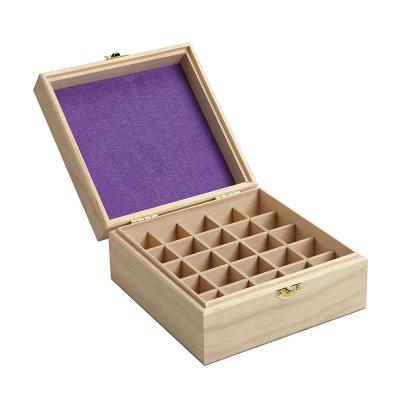 China Doterra Handmade Wholesale Unfinished Wooden Essential Oil Storage Box Holds 25 Bottles for sale