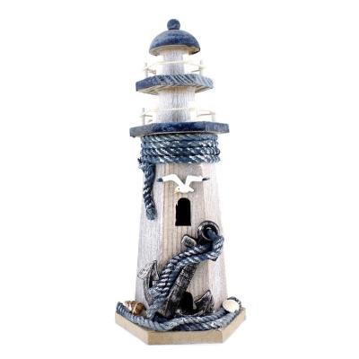 China Europe Nautical Wooden Lighthouse Model Home Decor for sale