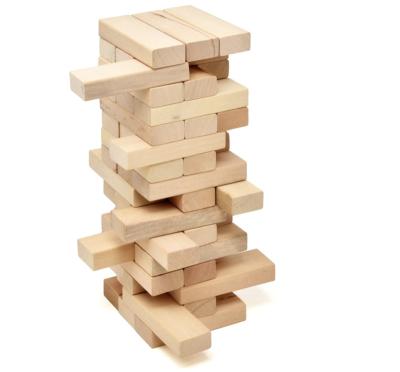 China Natural Material Rolling Over And Tumbling Games 48 Piece Wooden Classic Timber Tower Block Stacking Game for sale