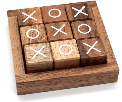 China Rustic Tic Tac Toe Family Night Games Classic Wooden Board Games Natural Material for Kids and Adults Coffee Table Living Room Decor and Office Decor for sale