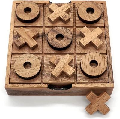 China Wholesale Rustic Decor Natural Material Tac Toe Wood Board Game Table Toy Player Room Desk Tic Tabletop for sale