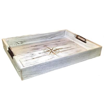 China Eco-Friendly Graphics Aqua Sky Nautical Decor Nautical Inspired Wooden Serving Tray for sale