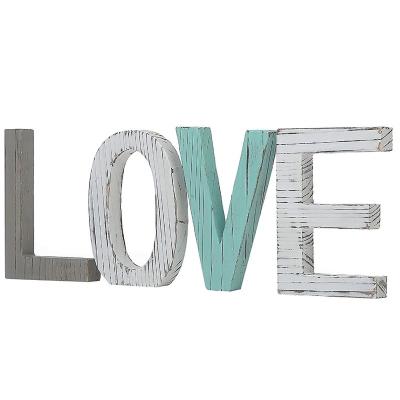 China Europe 2021 New Arrival Distressed Wooden Block LOVE Home Decor Letter Sign for sale