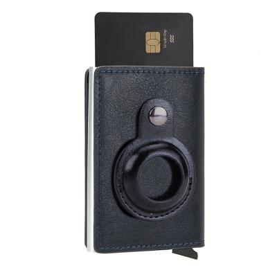 China Custom Slim Minimalist RFID Carbon Airtag Pop Up Credit Card Holder Wallet Men Metal Money RFID Clips Bank Card Holder Aluminum Case for sale