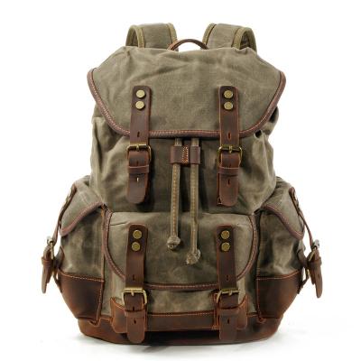 China Hunt Tactical Camping Travel Outdoor multifunctional waterproof anti-theft hiking hiking picnic vintage canvas backpack for sale