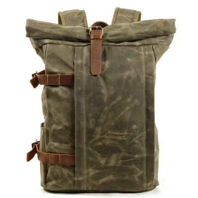 China Custom Waterproof Rolling Office Backpack Daypack Backpack Fitness Camping Backpack Retro Zipper Unisex Canvas High Top Anti-theft Travel for sale