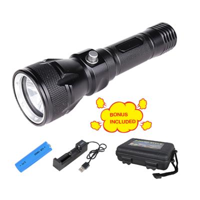 China Industrial Aluminum Rechargeable Underwater Waterproof T6 Flashlight for Diving, Led Torch Light Scuba Dive Flashlight for sale