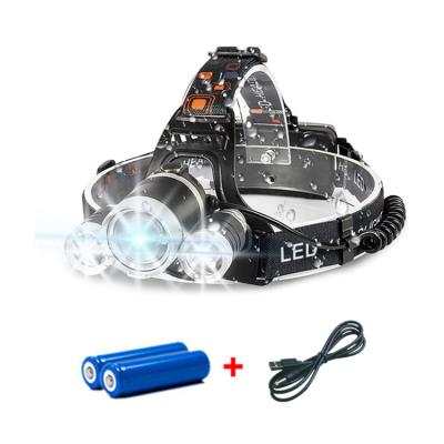 China Outdoor Camping Camping Hiking Fishing Zoomable Aluminum Water Proof 3 LED Headlight Flashlight Led Mining Head Head Light Lamp for sale