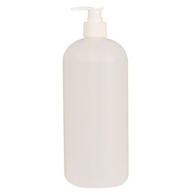 China Household Products Empty 1000ml Round Clear PE Plastic Shampoo Packing Shower Gel Lotion Press Bottle for sale